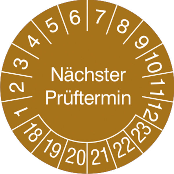 Prfplakette - mit Jahresfarbe Nchster Prftermin