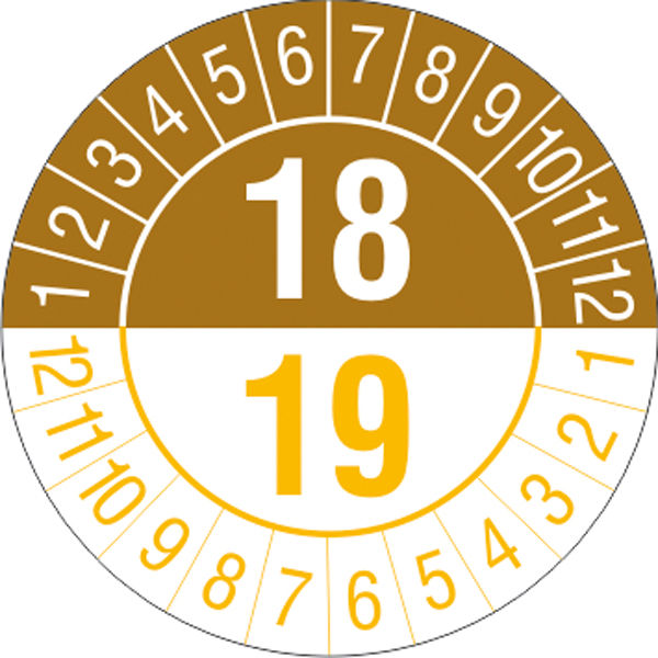 Prfplakette - mit Jahresfarbe Jahreszahlen: 18/19