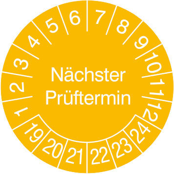 Prfplakette - mit Jahresfarbe Nchster Prftermin