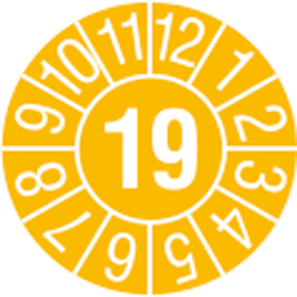 Prfplakette - mit Jahresfarbe Jahreszahl: 19