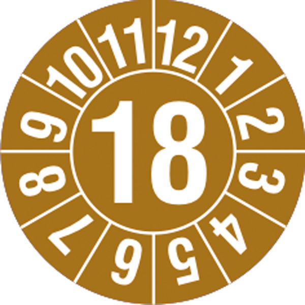 Prfplakette - mit Jahresfarbe Jahreszahl: 18