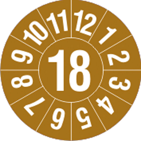 Prfplakette - mit Jahresfarbe Jahreszahl: 18