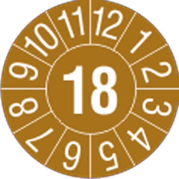Prfplakette - mit Jahresfarbe Jahreszahl: 18