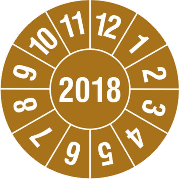 Prfplakette - mit Jahresfarbe Jahreszahl: 2018