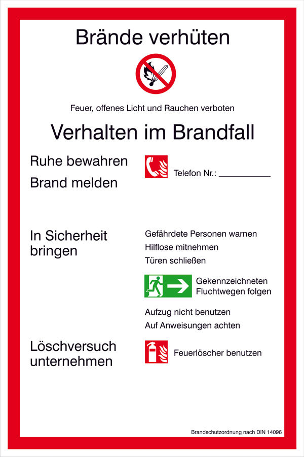 Aushang - Brandschutz »Brandschutzordnung Teil A«