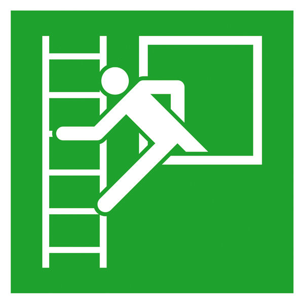 Fluchtwegschild Notausstieg mit Fluchtleiter links