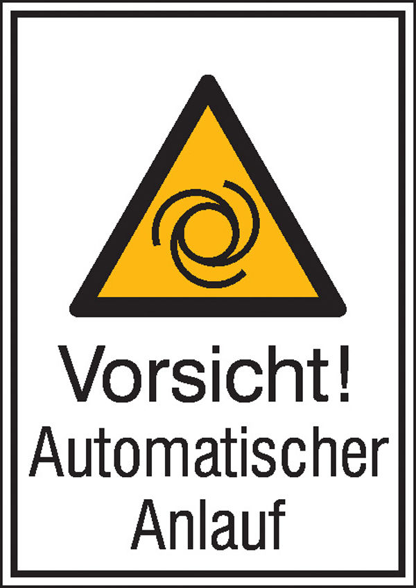 Warn-Kombischild Vorsicht! Automatischer Anlauf