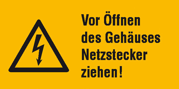 Warn-Kombischild Vor ffnen des Gehuses Netzstecker ziehen