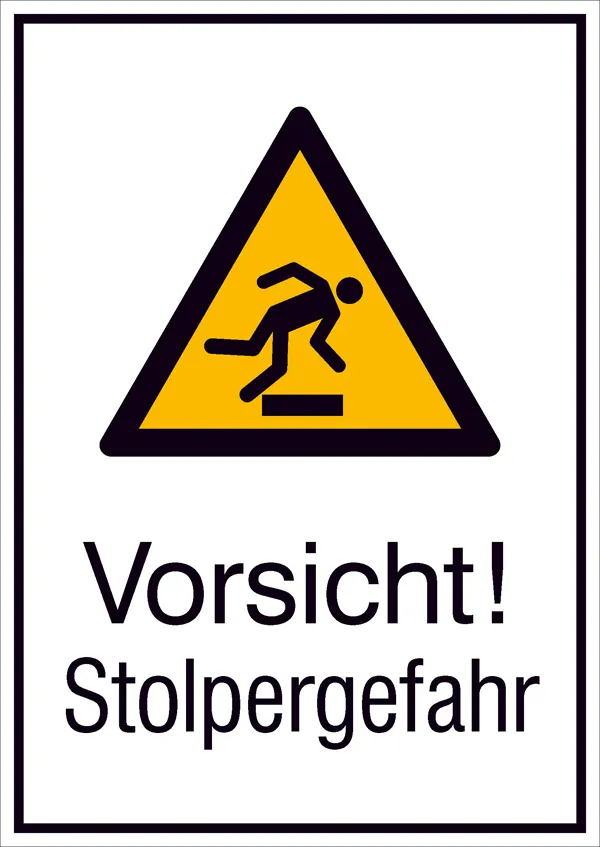 Warn-Kombischild Vorsicht! Stolpergefahr Aluminium (B x H) 262 mm x 371 mm ISO 7010 1 St