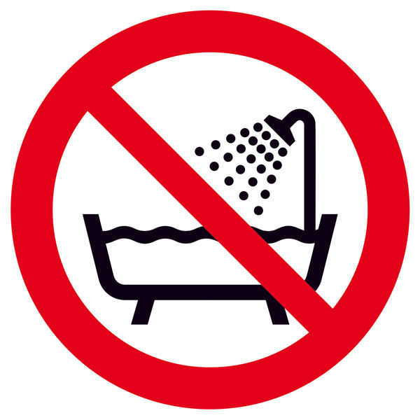 Verbotsschild Verbot dieses Gert in der Badewanne, Dusche ... zu benutzen