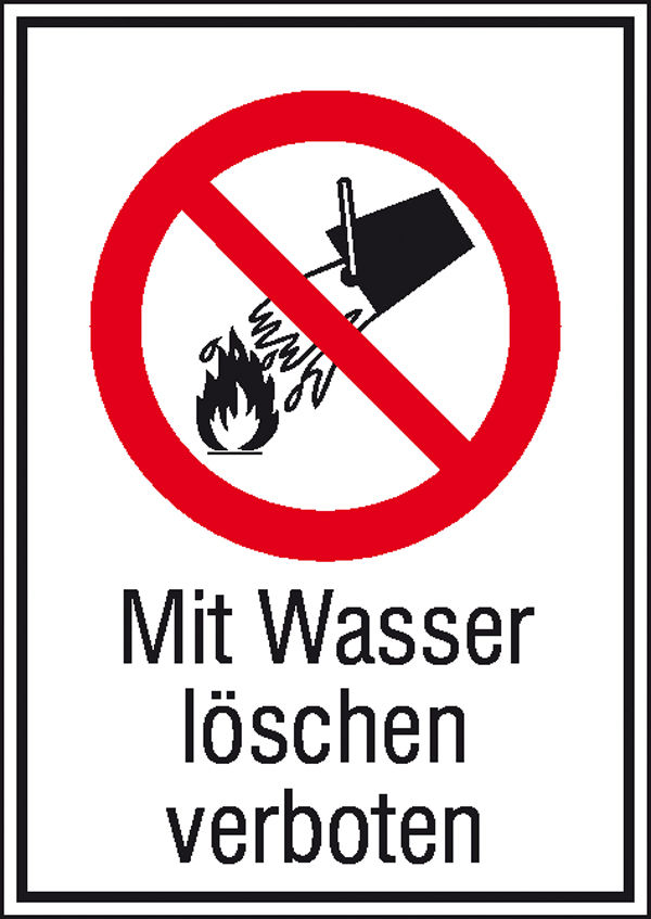 Verbots-Kombischild Mit Wasser lschen verboten