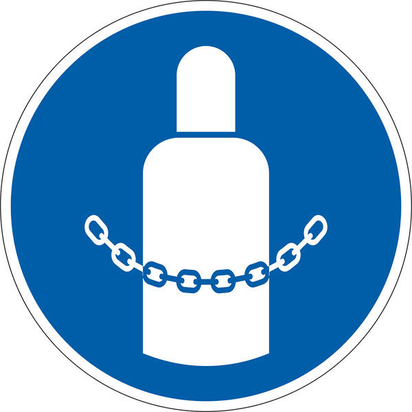 Gebotsschild Gasflaschen sichern