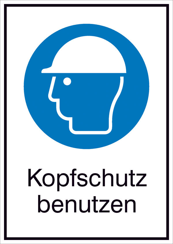Gebots-Kombischild »Kopfschutz benutzen«