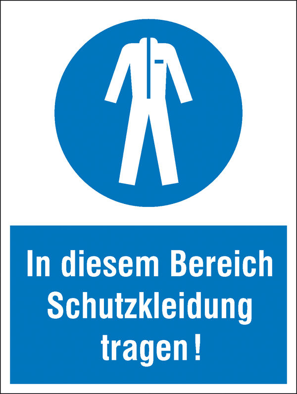 Gebots-Kombischild In diesem Bereich Schutzkleidung tragen!