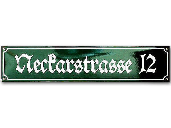 Emaille-Straßenschild mit Ihrem Wunschtext Höhe 15 cm maximal 17 Zeichen