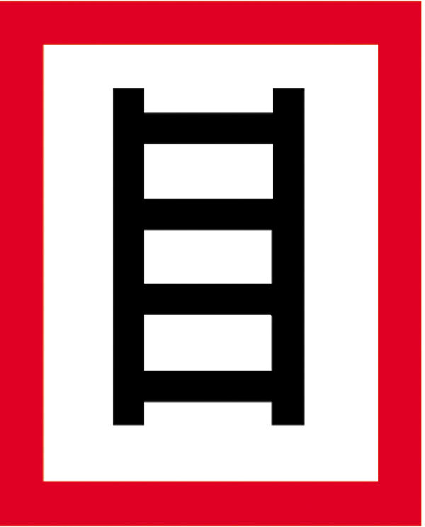 Hinweisschild fr die Feuerwehr Hinweisschild auf geeignete Stelle zum Anleitern