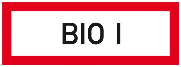 Hinweisschild für die Feuerwehr »BIO I«