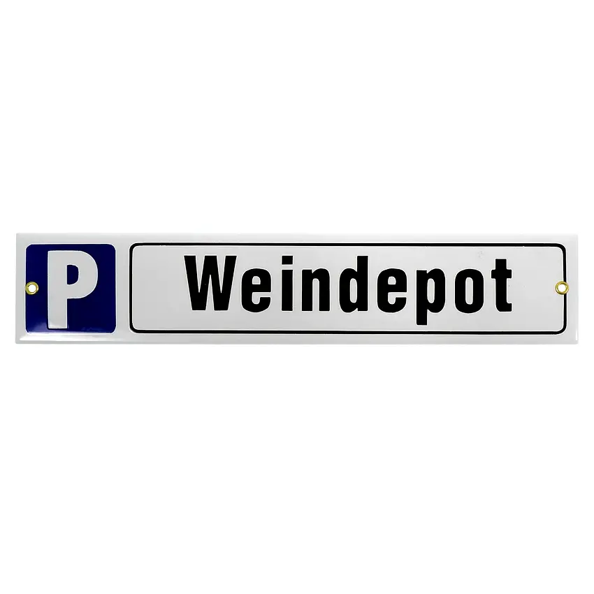 Münder Email GmbH Parkplatzschild Emaille mit Wunschtext maximal 60 x 8 cm
