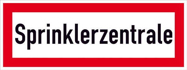 Hinweisschild fr die Feuerwehr Sprinklerzentrale