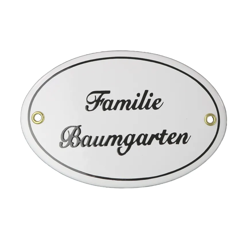 Ovales Emaille Tuerschild | mit 2-zeiligem Wunschtext 15 x 10 cm