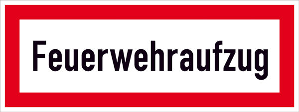 Hinweisschild fr die Feuerwehr Feuerwehraufzug