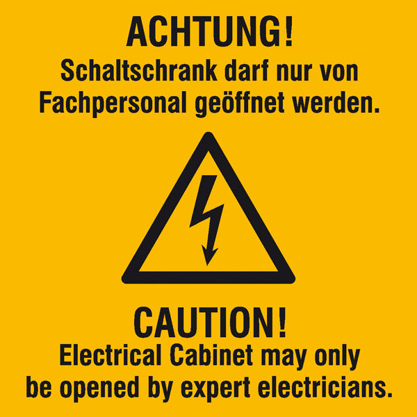 Warn-Kombischild Achtung! Schaltschrank darf nur von Fachpersonal geffnet werden,