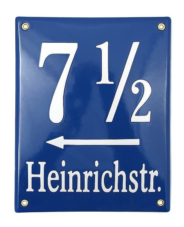 Mnchner Emaille Hausnummer mit Straenname 20 x 25 cm