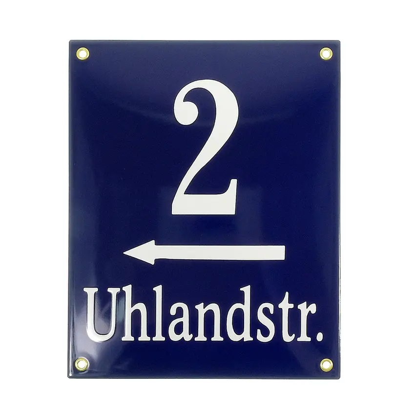 Münchner Emaille Hausnummer mit Straßenname | 20 x 25 cm