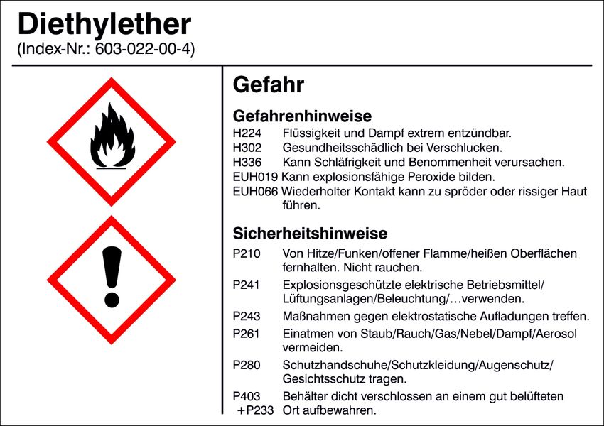 Gefahrstoffetikett G007: Diethylether