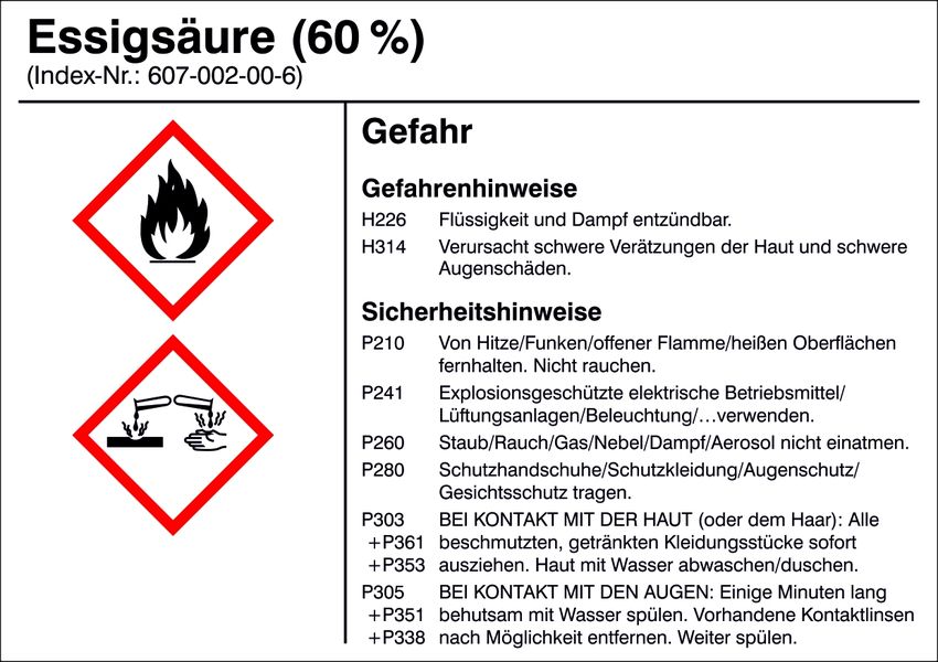 Gefahrstoffetikett G008: Essigsure