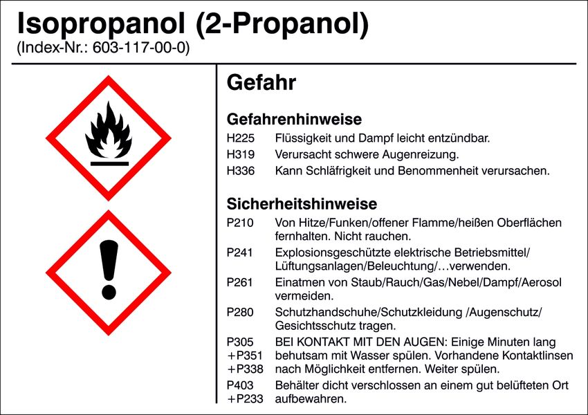 Gefahrstoffetikett G011: Isopropanol (2-Propanol)
