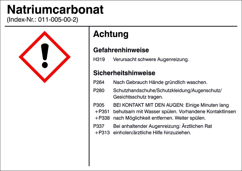 Gefahrstoffetikett G014: Natriumcarbonat