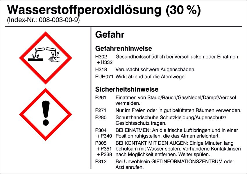 Gefahrstoffetikett G021: Wasserstoffperoxidlsung (30%)