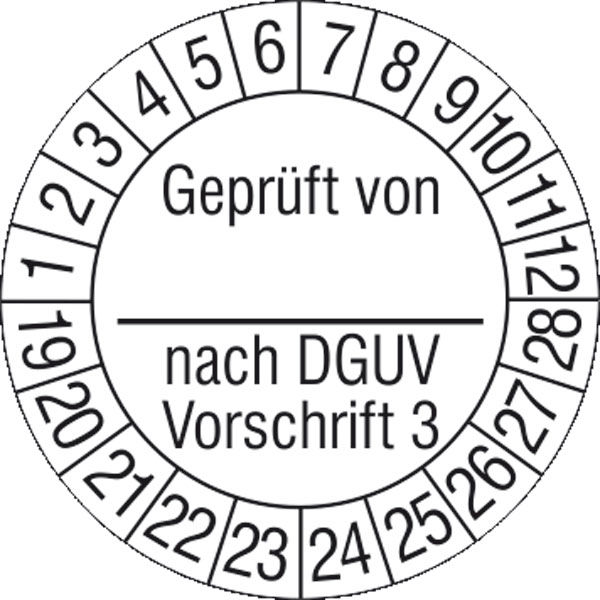 Prüfplakette »Geprüft von_nach DGUV Vorschrift 3«