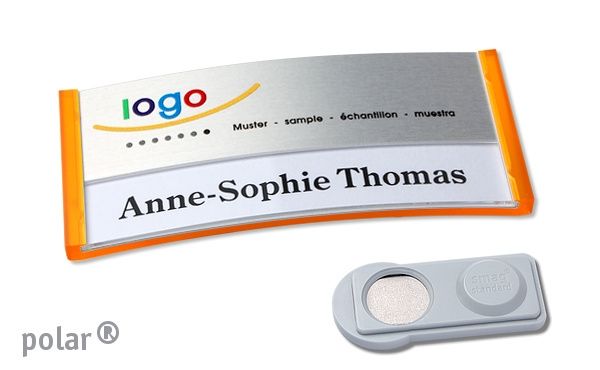 individuellem Logodruck oval Druck und Magnet 5 x Namensschild mit Magnet 