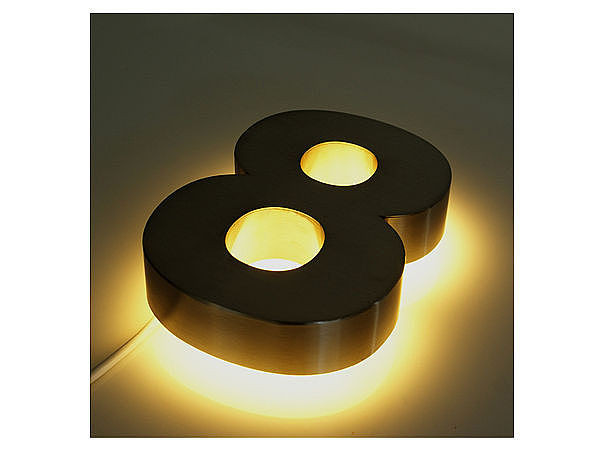 3D Edelstahl - Hausnummer hinterleuchtet mit weißen LEDs - Ziffer 3