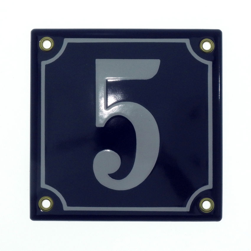 schwarz 12x12 cm Metallschild Deko tin sign Emaille Hausnummer 9 weiß