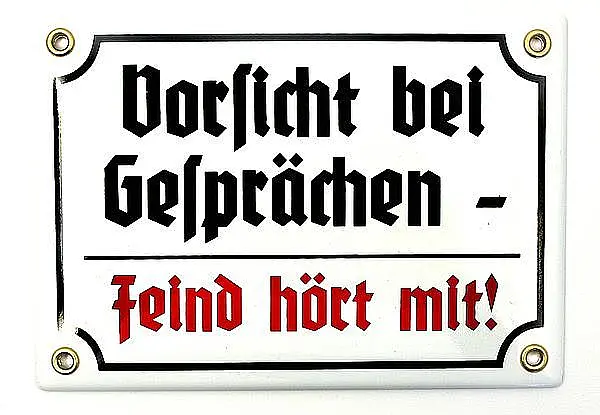 Emaille Türschild, Warnschild