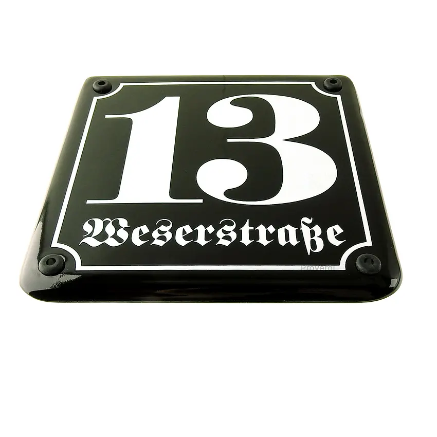 Emaille Hausnummernschild - Wetterfest, Zahlen 1-30 - Weiß/Schwarz 12x12cm & 12x14cm - Sofort Lieferbar