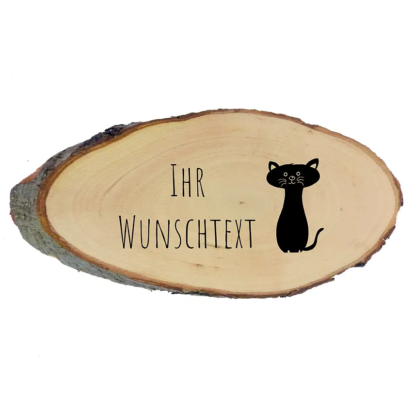 Baumscheibe mit Wunschtext - Motiv Katze