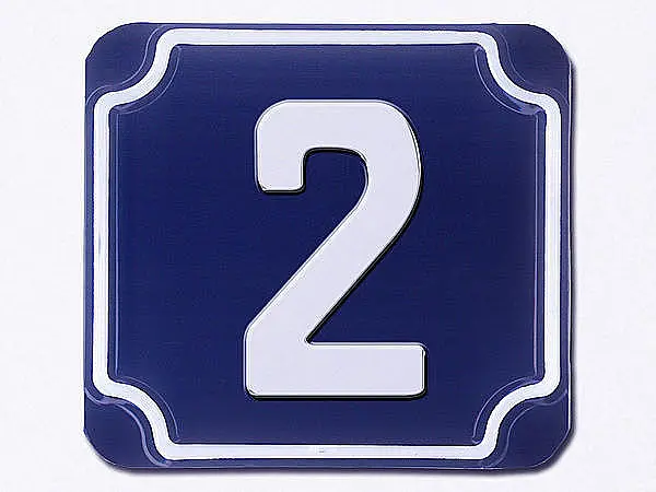 Blaue geprägte Hausnummer - Ziffer 2
