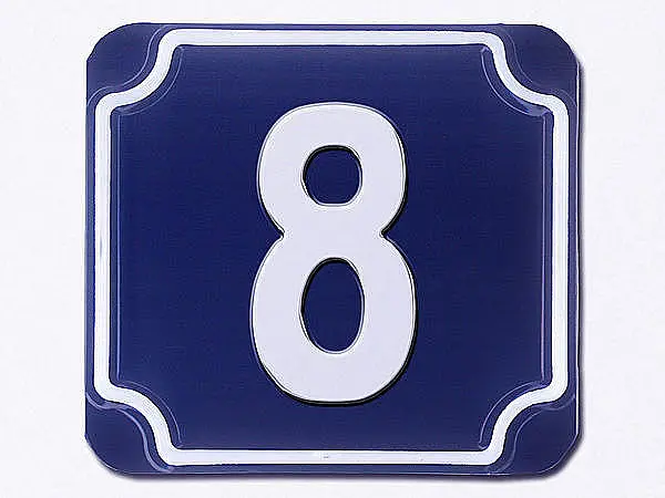 Blaue geprägte Hausnummer - Ziffer 8