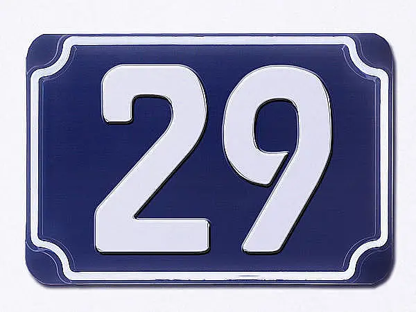 Blaue geprägte Hausnummer - Ziffer 29