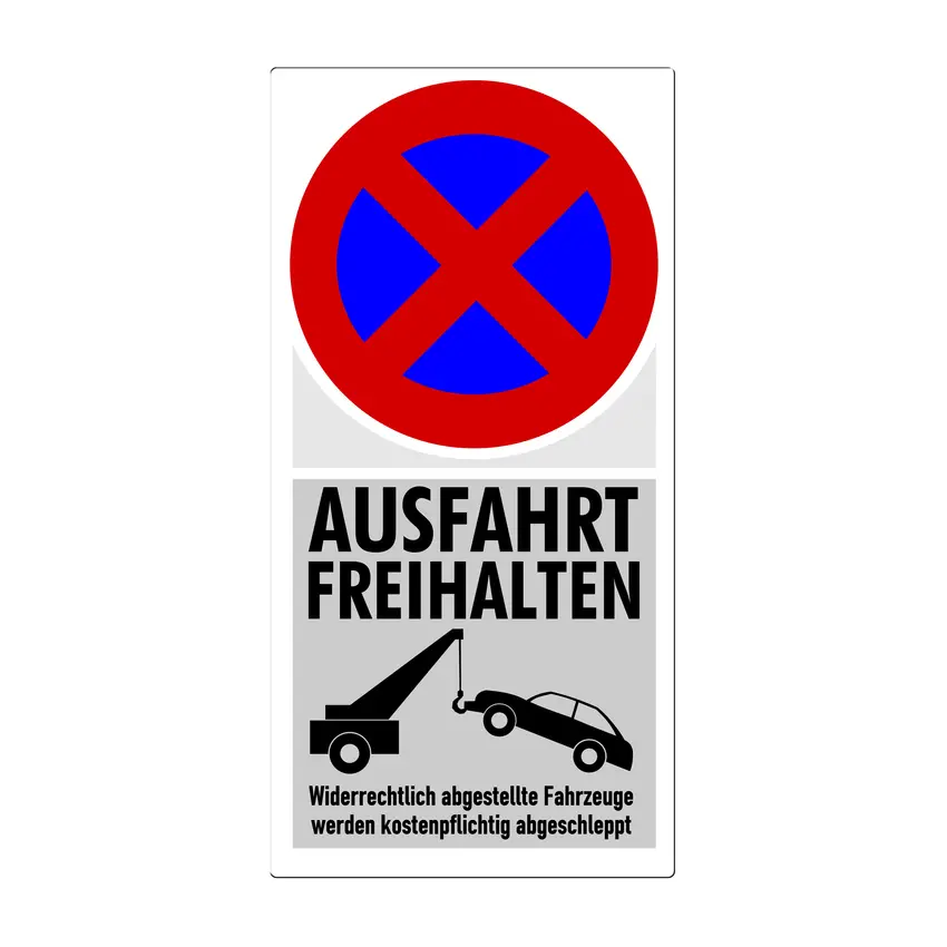 Aluminiumschild - Ausfahrt freihalten