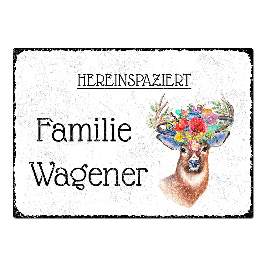 Vintageschild mit eigenem Symbol - Motiv Hirsch