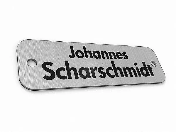 Namensschild silber bedruckt 15 x 5cm, 5,50 €