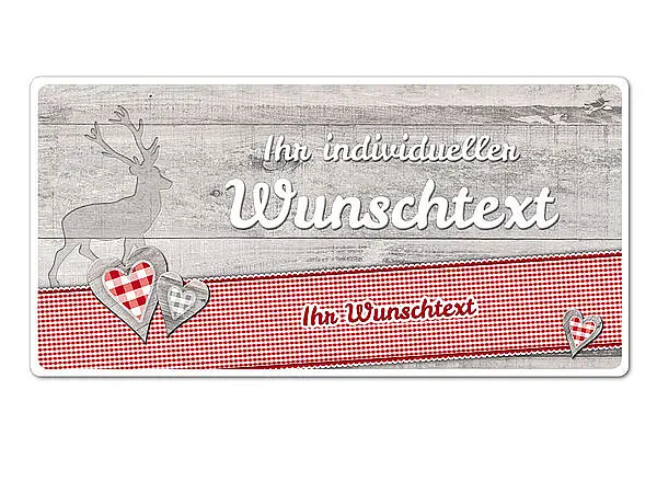 Hüttentraum Schild mit Hirsch und individuellem Wunschtext