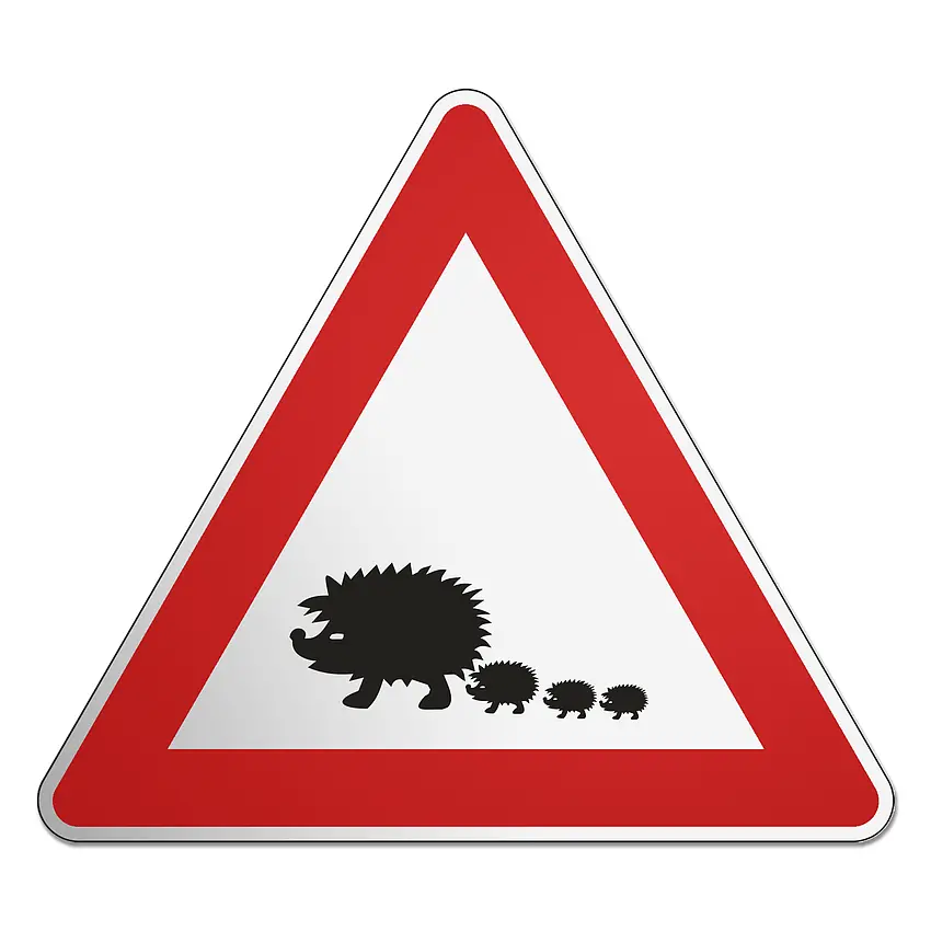 Verkehrsschild Motiv Igel