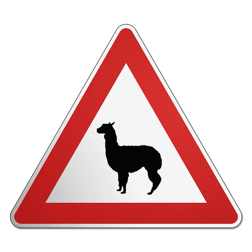 Dreieckiges Verkehrschild Lama