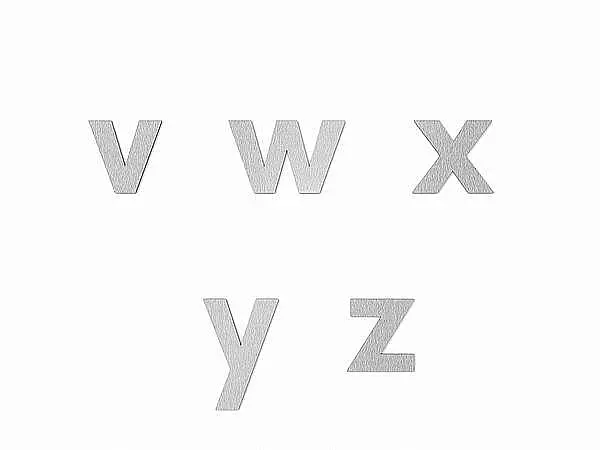 Edelstahl Hausnummern Futura Kleinbuchstaben v bis z